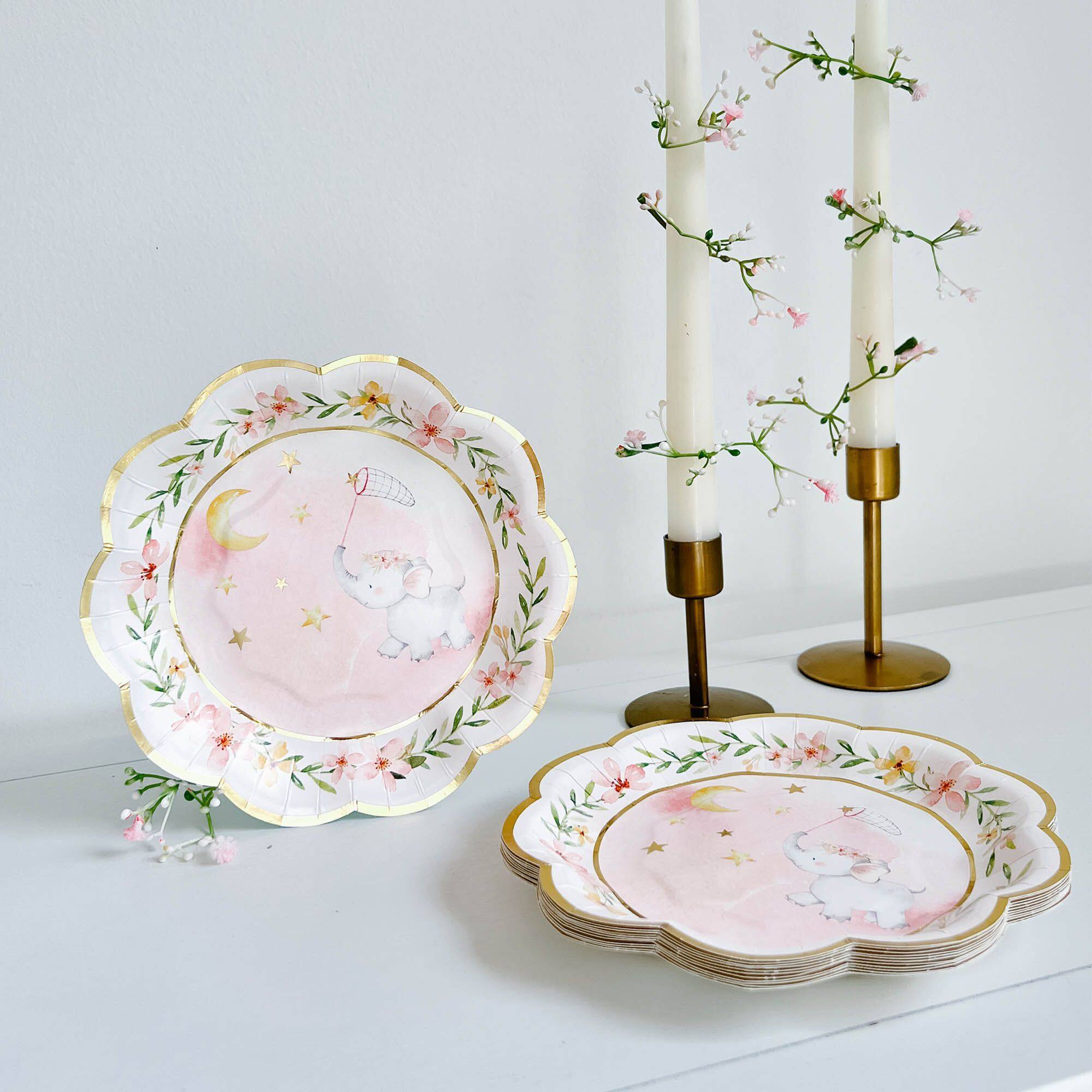 Kate Aspen® 7" Pink Elephant Baby Shower Premium Paper Plates, 16ct.
